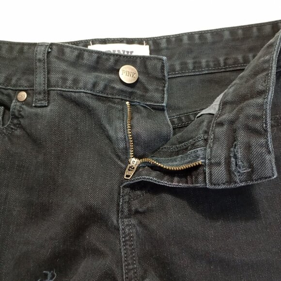 Victorias Secret Pink Shorts Womens Dark Wash Denim Distressed Frayed Hem Size 4 - Picture 6 of 8